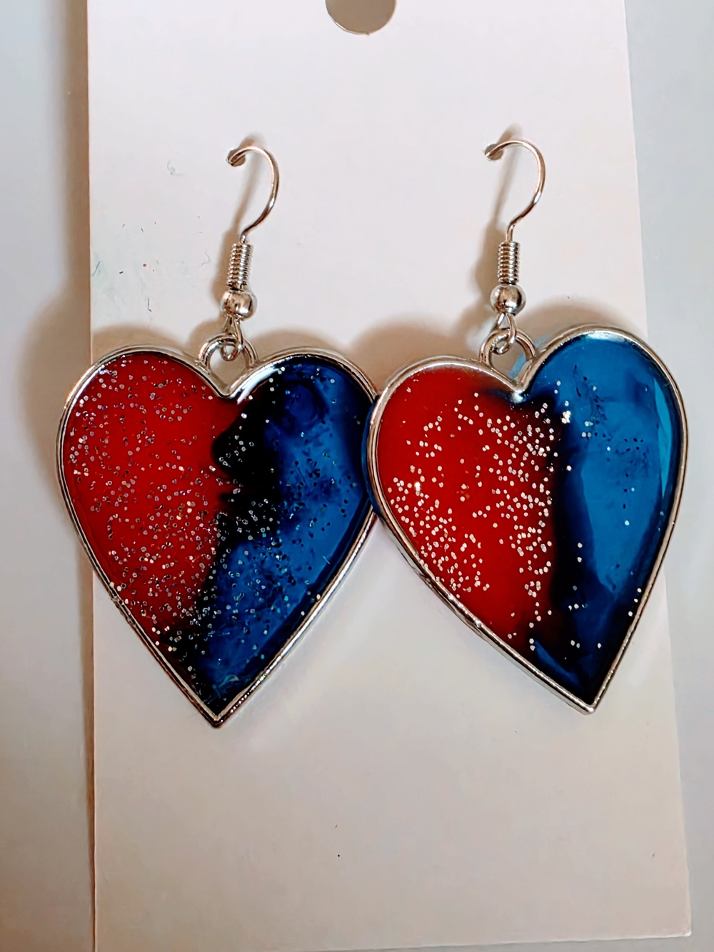 Red & Blue Heart Dangle Earrings - Women Jewelry